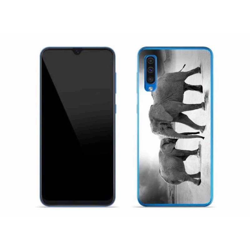 Gélový kryt mmCase na mobil Samsung Galaxy A50 - čiernobieli slony