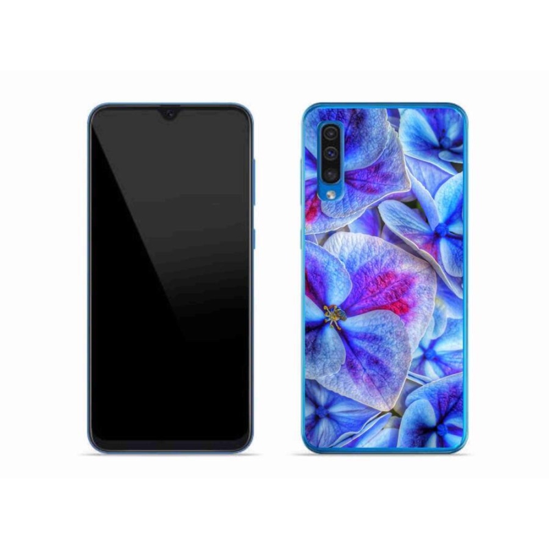 Gélový kryt mmCase na mobil Samsung Galaxy A50 - modré kvety 1