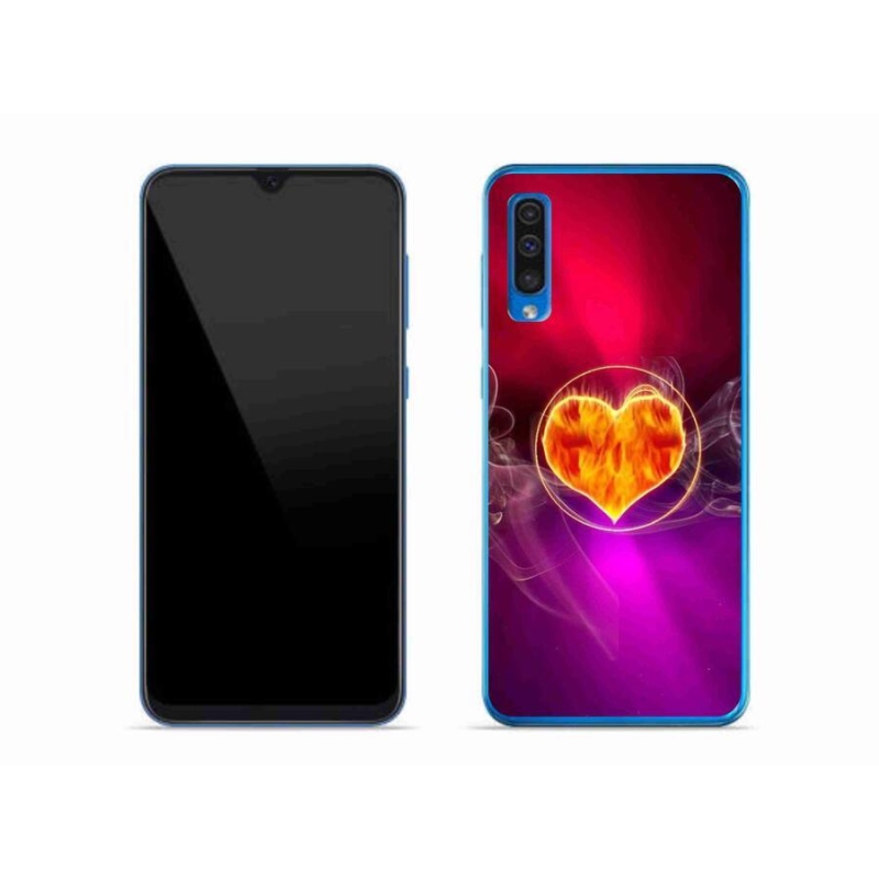 Gélový kryt mmCase na mobil Samsung Galaxy A50 - ohnivé srdce