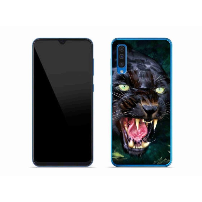 Gélový kryt mmCase na mobil Samsung Galaxy A50 - rozzúrený čierny panter