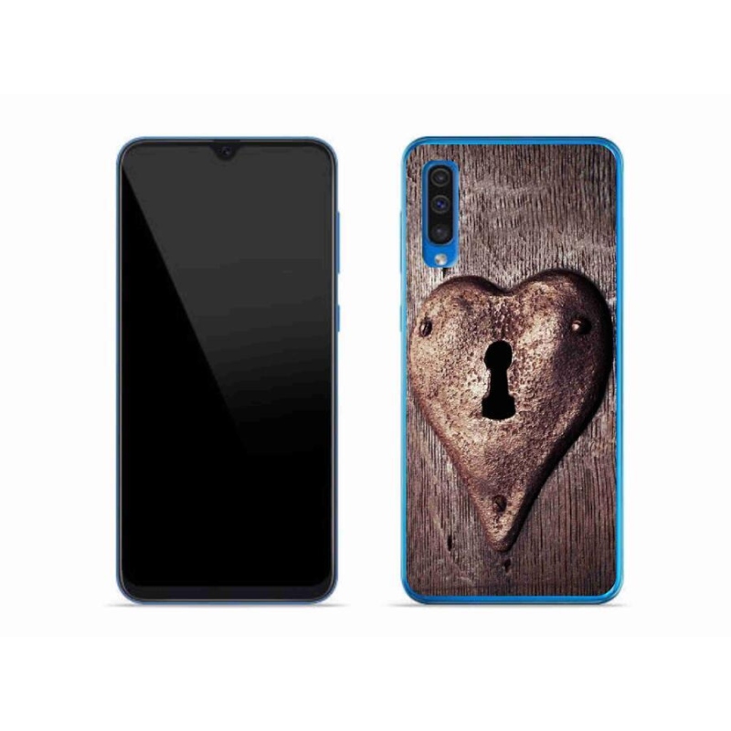 Gélový kryt mmCase na mobil Samsung Galaxy A50 - zámok v tvare srdca
