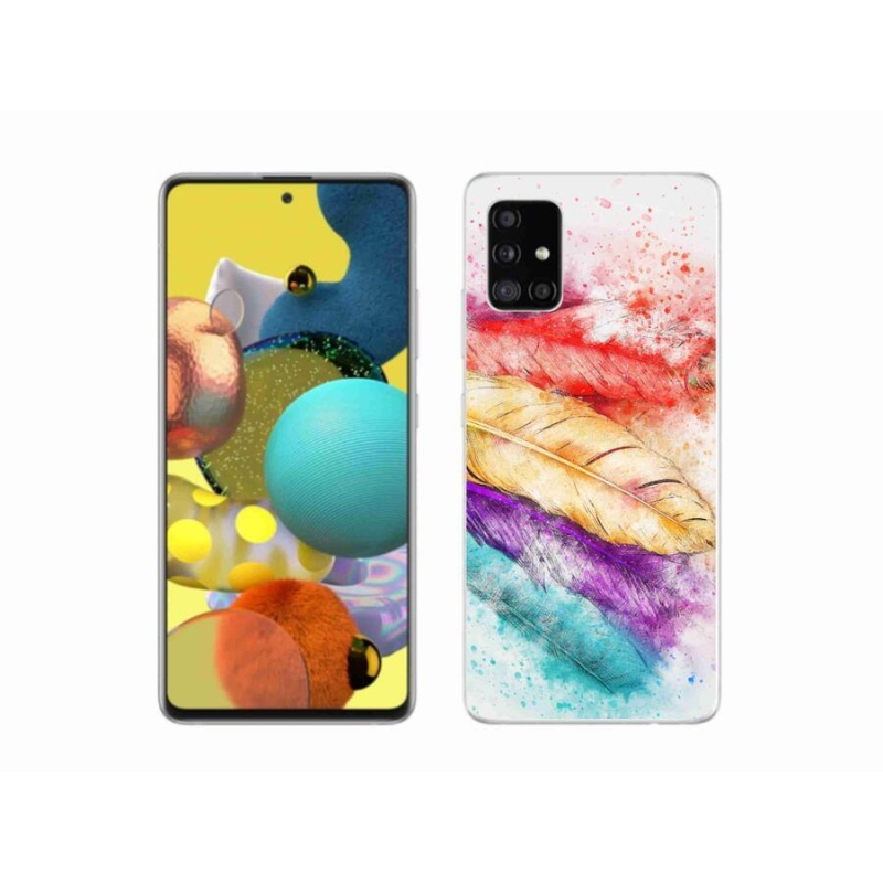 Gelový kryt mmCase na mobil Samsung Galaxy A51 5G - farebné perie