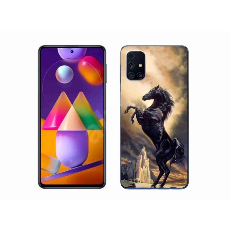 Gélový kryt mmCase na mobil Samsung Galaxy A51 5G - čierny kreslený kôň