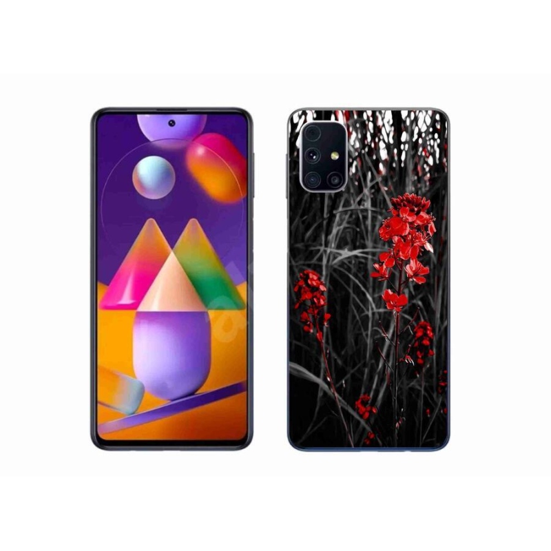 Gélový kryt mmCase na mobil Samsung Galaxy A51 5G - červená rastlina