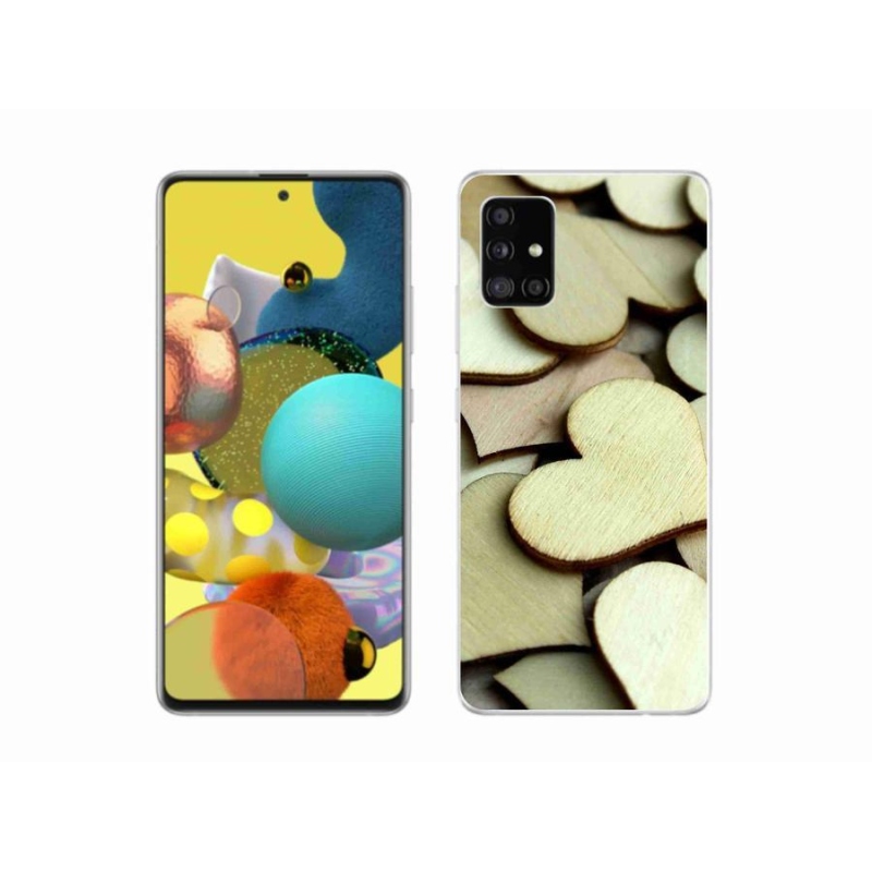 Gélový kryt mmCase na mobil Samsung Galaxy A51 5G - drevená srdiečka