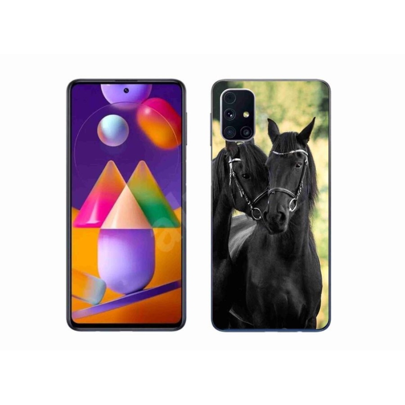 Gélový kryt mmCase na mobil Samsung Galaxy A51 5G - dva čierne kone