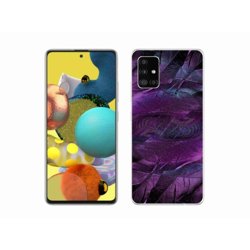 Gélový kryt mmCase na mobil Samsung Galaxy A51 5G - fialová pierka