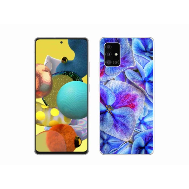 Gelový kryt mmCase na mobil Samsung Galaxy A51 5G - modré kvety 1