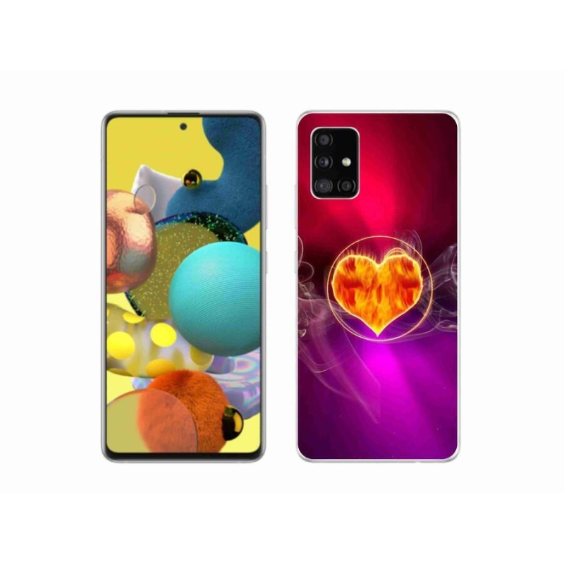 Gélový kryt mmCase na mobil Samsung Galaxy A51 5G - ohnivé srdce