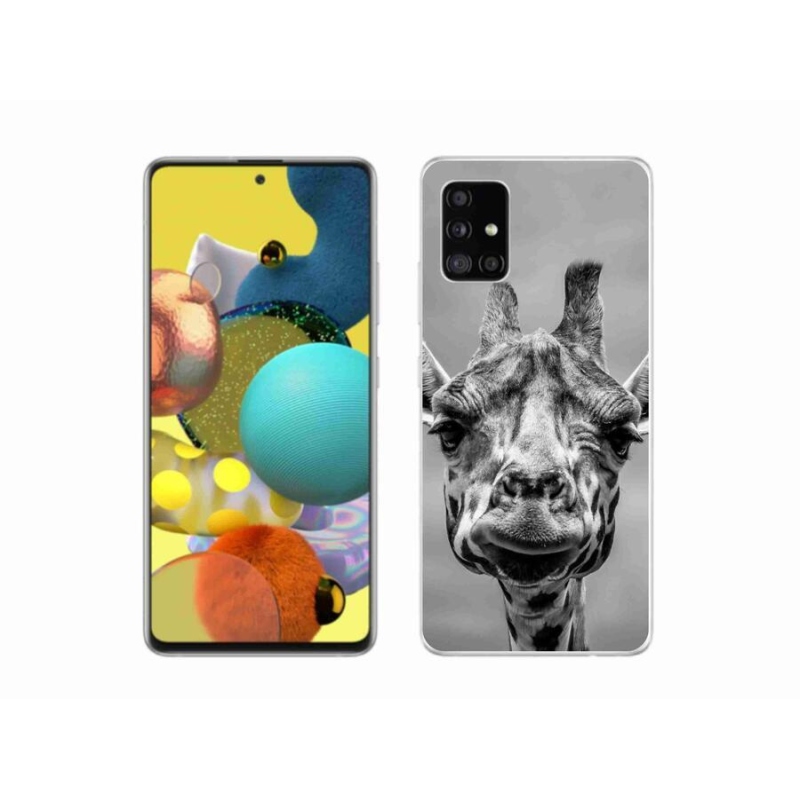 Gélový kryt mmCase na mobil Samsung Galaxy A51 - čiernobiela žirafa