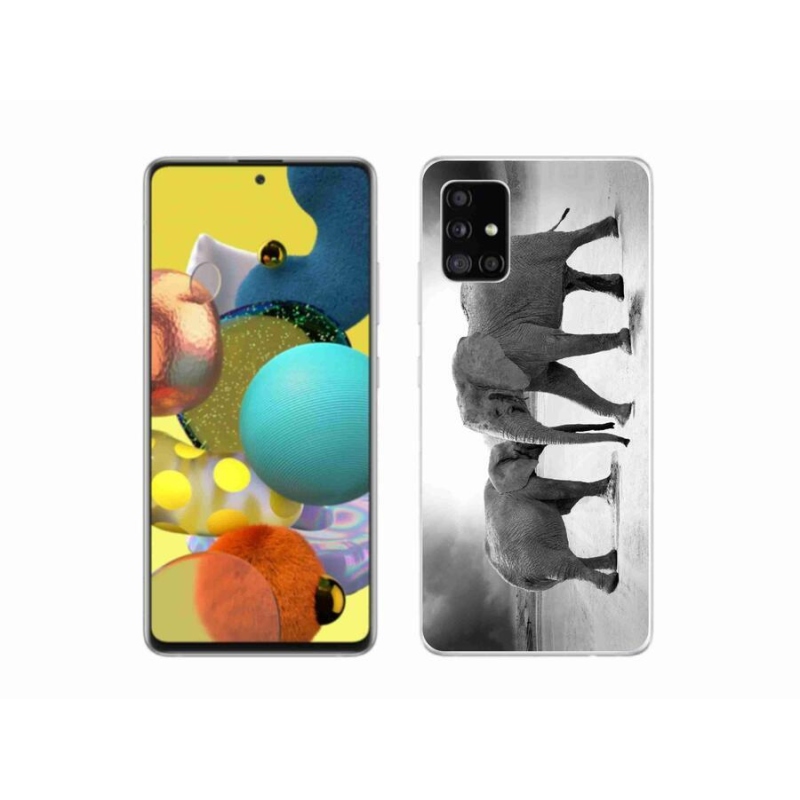 Gélový kryt mmCase na mobil Samsung Galaxy A51 - čiernobieli slony