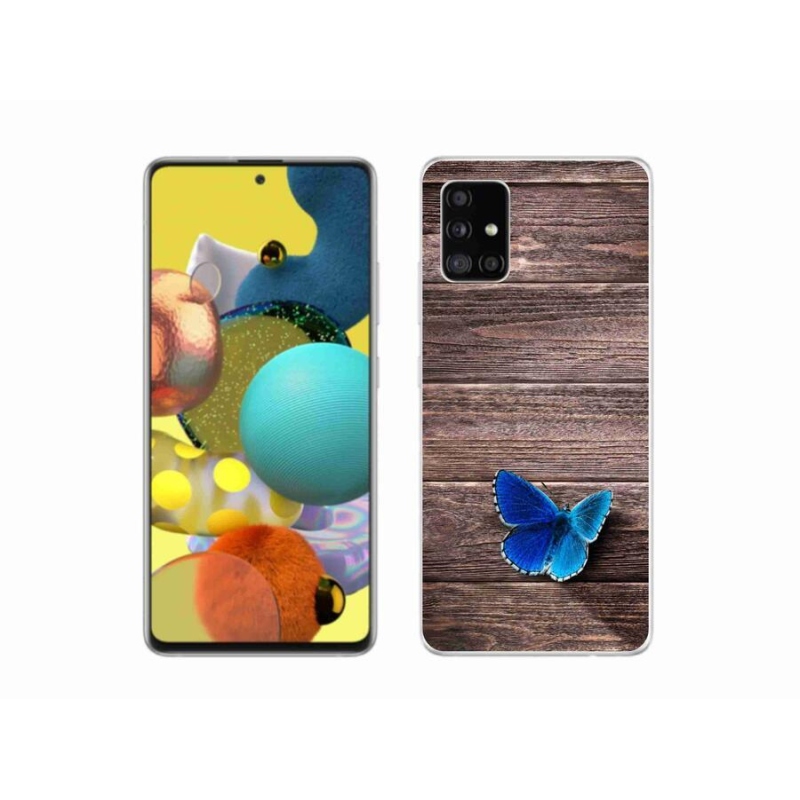 Gélový kryt mmCase na mobil Samsung Galaxy A51 - modrý motýľ 1