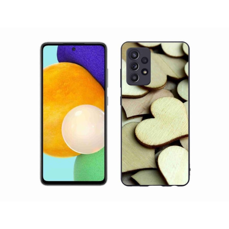 Gélový kryt mmCase na mobil Samsung Galaxy A52 / A52 5G - drevená srdiečka