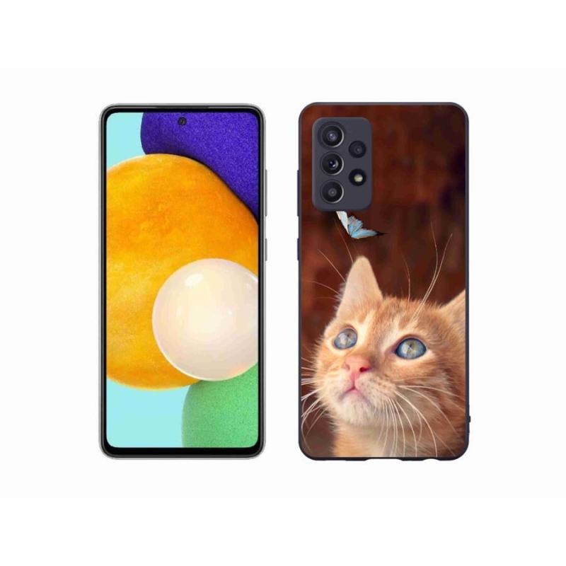 Gélový kryt mmCase na mobil Samsung Galaxy A52/A52 5G - motýľ a mačiatko