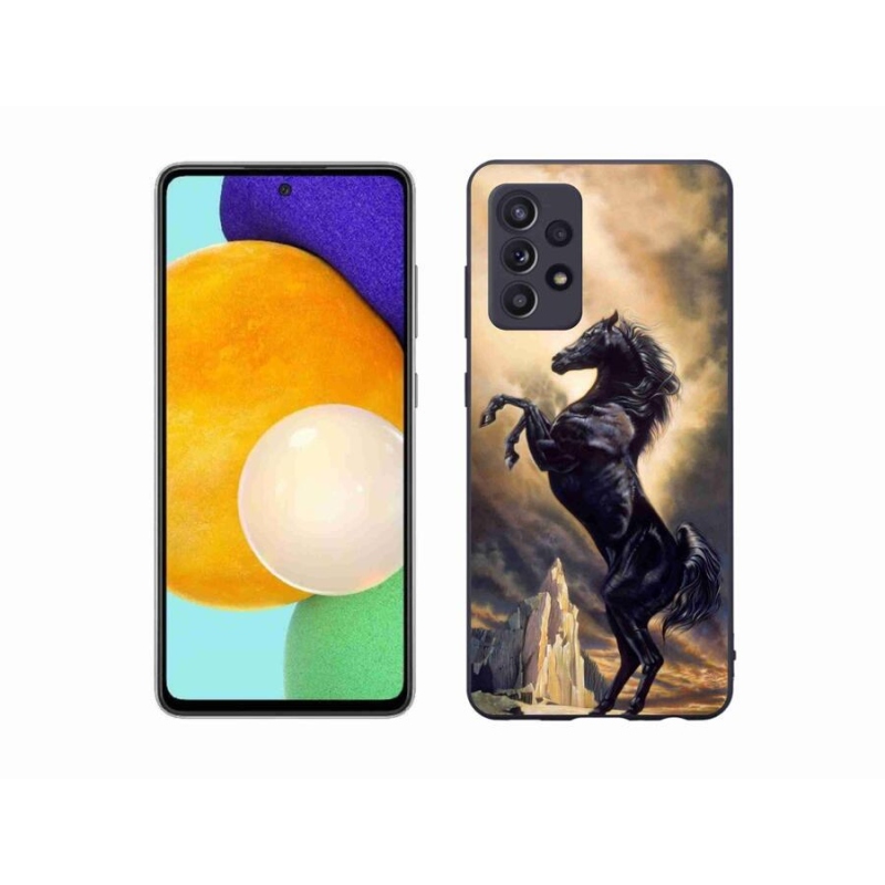 Gélový kryt mmCase na mobil Samsung Galaxy A52s 5G - čierny kreslený kôň