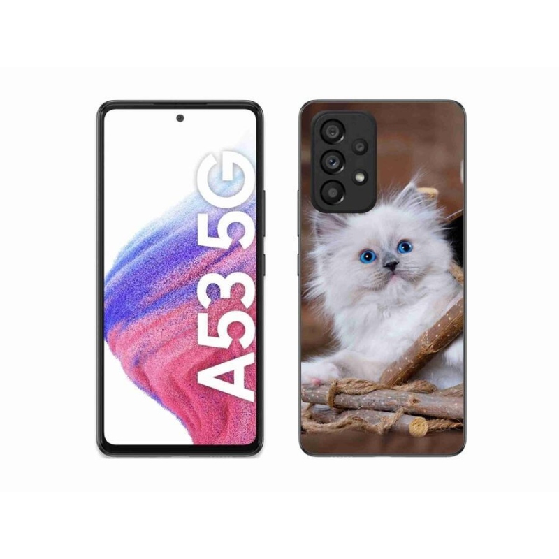 Gélový kryt mmCase na mobil Samsung Galaxy A53 5G - biele mačiatko