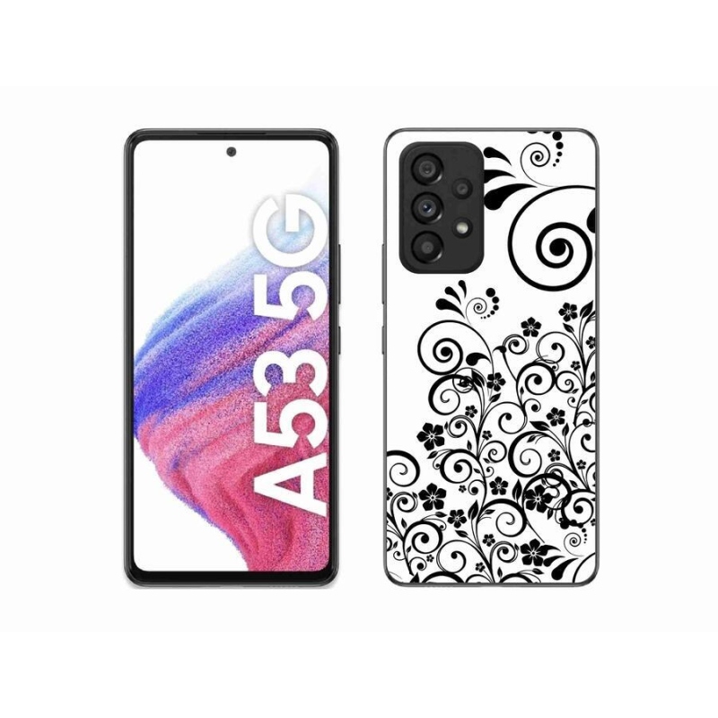 Gélový kryt mmCase na mobil Samsung Galaxy A53 5G - čiernobiele kvetinové vzory