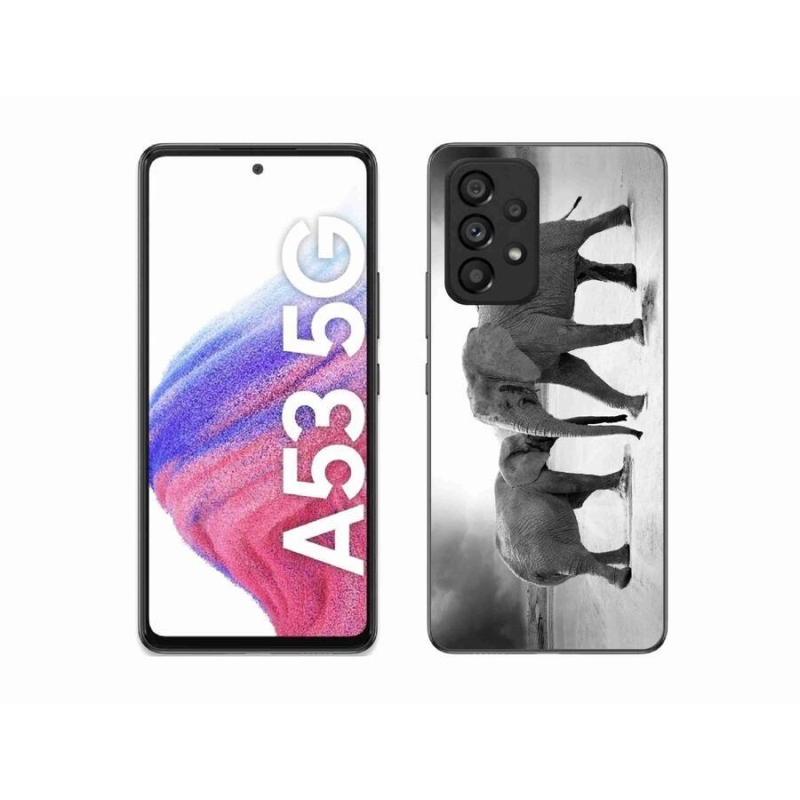 Gélový kryt mmCase na mobil Samsung Galaxy A53 5G - čiernobieli slony