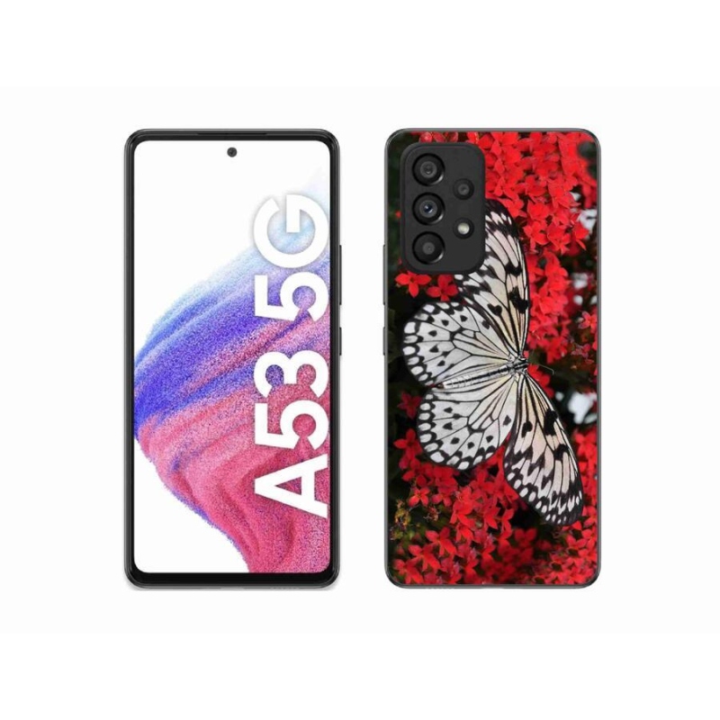 Gélový kryt mmCase na mobil Samsung Galaxy A53 5G - čiernobiely motýľ 1