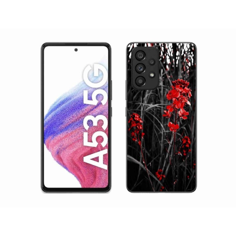 Gélový kryt mmCase na mobil Samsung Galaxy A53 5G - červená rastlina