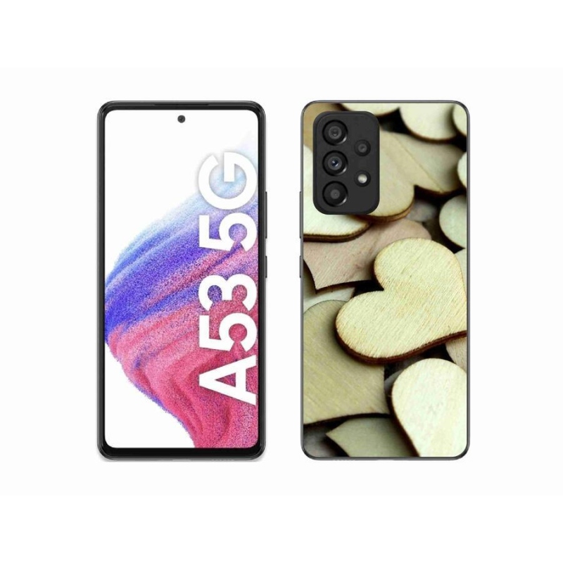 Gélový kryt mmCase na mobil Samsung Galaxy A53 5G - drevené srdiečka