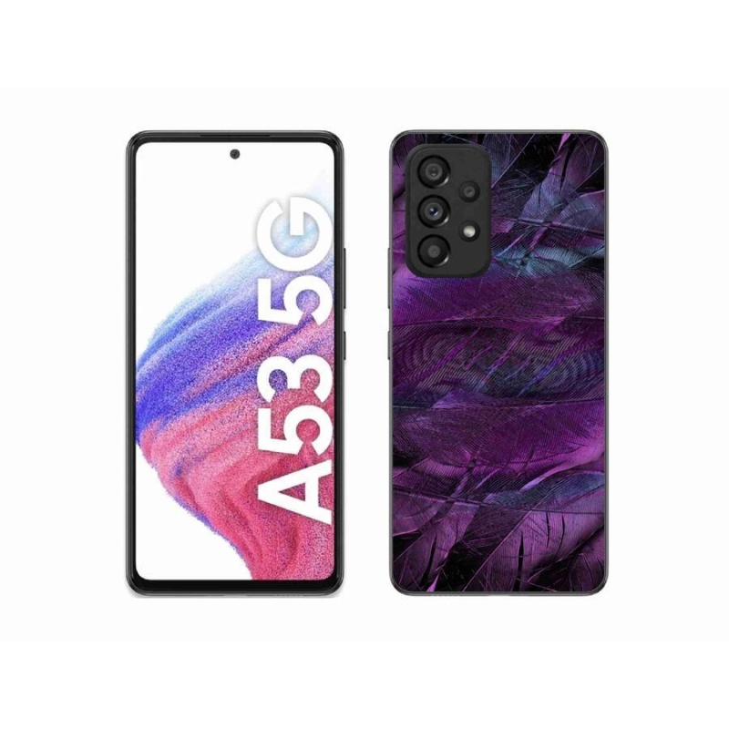 Gélový kryt mmCase na mobil Samsung Galaxy A53 5G - fialové pierka