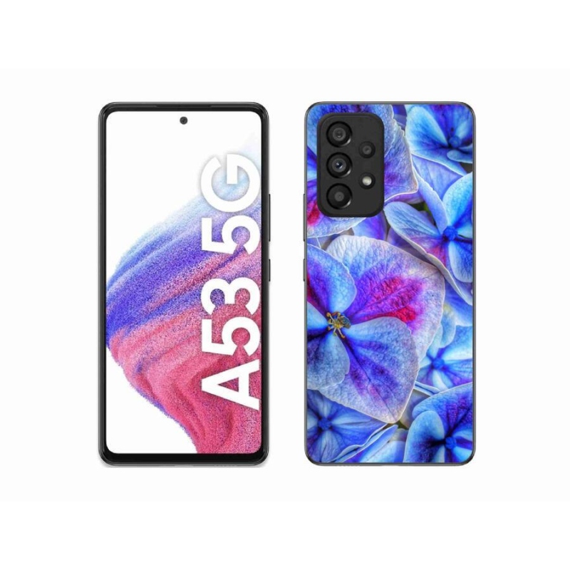 Gélový kryt mmCase na mobil Samsung Galaxy A53 5G - modré kvety 1