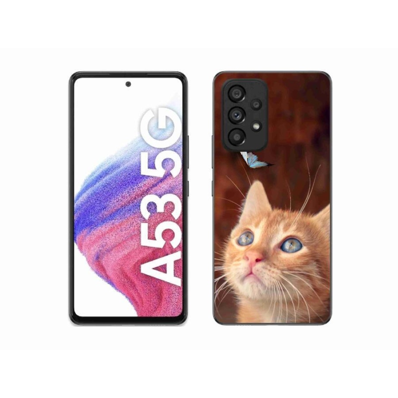 Gélový kryt mmCase na mobil Samsung Galaxy A53 5G - motýľ a mačiatko