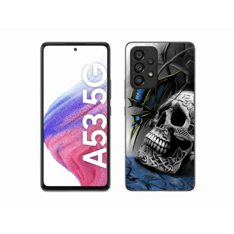 Gélový kryt mmCase na mobil Samsung Galaxy A53 5G - motýľ a lebka