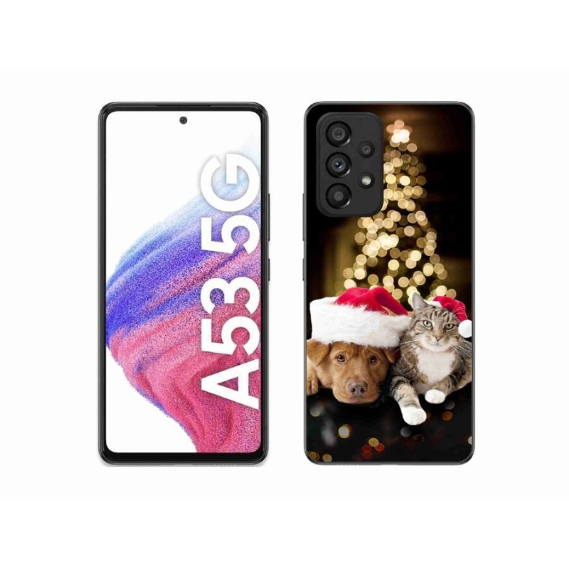 Gélový kryt mmCase na mobil Samsung Galaxy A53 5G - vianočný pes a mačka