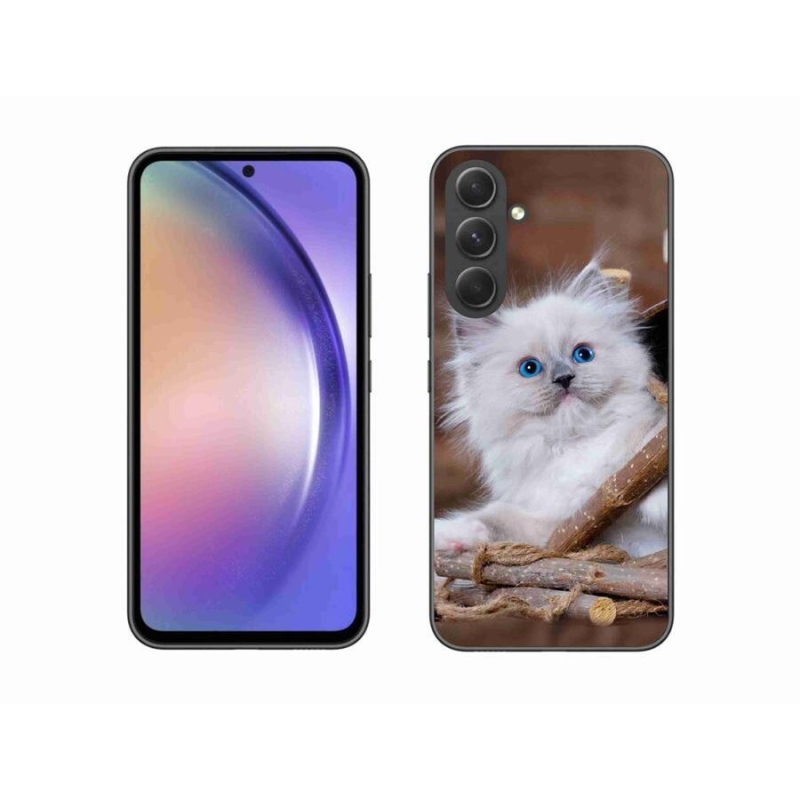 Gélový kryt mmCase na mobil Samsung Galaxy A54 5G - biele mačiatko