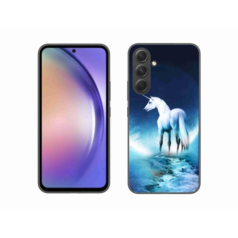 Gélový kryt mmCase na mobil Samsung Galaxy A54 5G - biely jednorožec