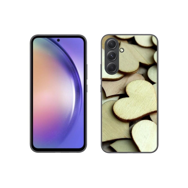 Gélový kryt mmCase na mobil Samsung Galaxy A54 5G - drevené srdiečka