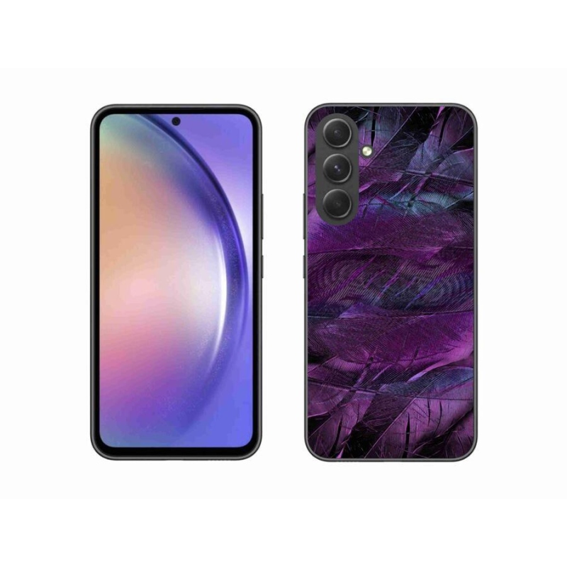 Gélový kryt mmCase na mobil Samsung Galaxy A54 5G - fialové pierka