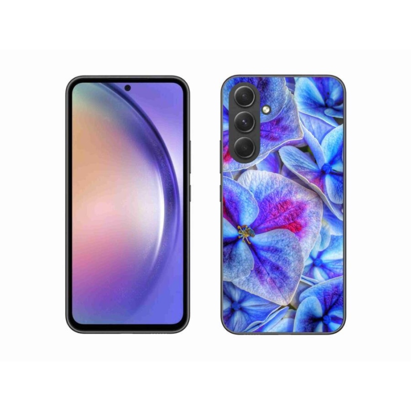 Gélový kryt mmCase na mobil Samsung Galaxy A54 5G - modré kvety 1