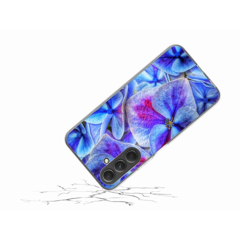 Gélový kryt mmCase na mobil Samsung Galaxy A54 5G - modré kvety 1