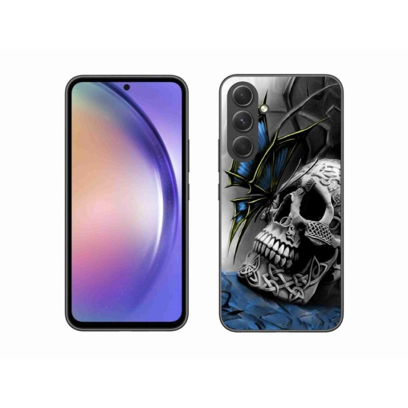 Gélový kryt mmCase na mobil Samsung Galaxy A54 5G - motýľ a lebka