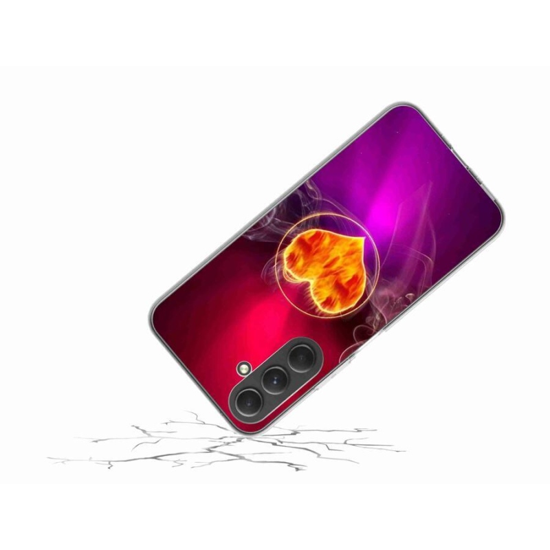 Gélový kryt mmCase na mobil Samsung Galaxy A54 5G - ohnivé srdce