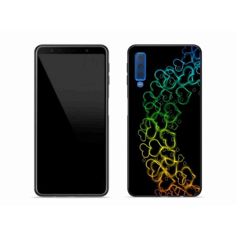 Gélový kryt mmCase na mobil Samsung Galaxy A7 (2018) - farebná srdiečka