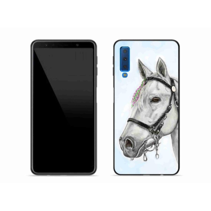 Gélový kryt mmCase na mobil Samsung Galaxy A7 (2018) - biely kôň 1