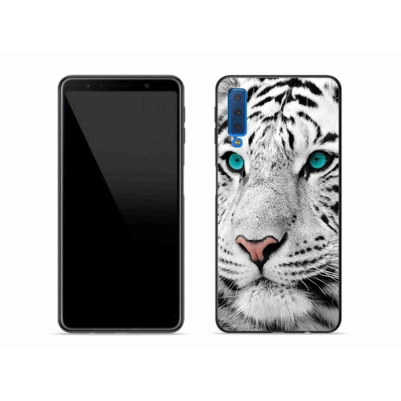 Gélový kryt mmCase na mobil Samsung Galaxy A7 (2018) - biely tiger