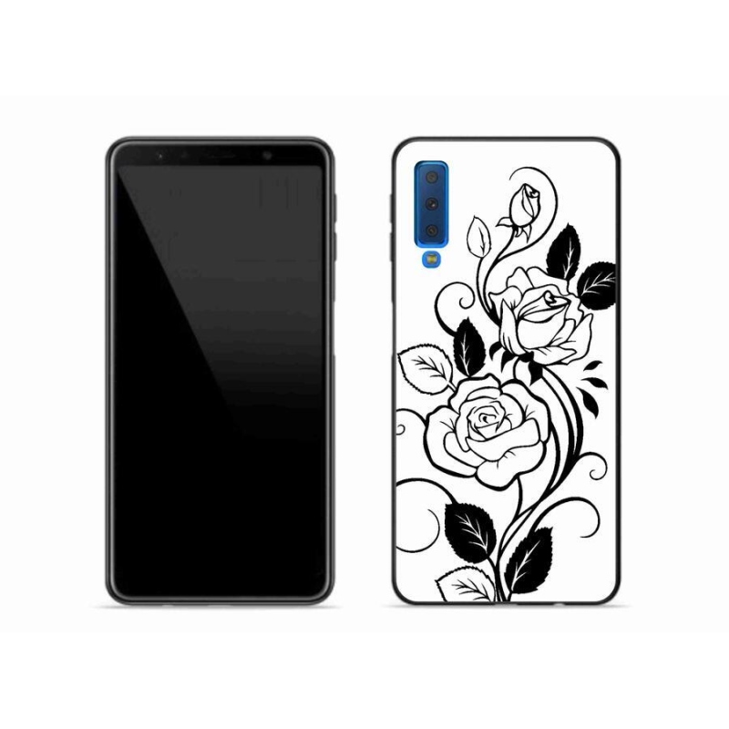 Gélový kryt mmCase na mobil Samsung Galaxy A7 (2018) - čiernobiela ruža