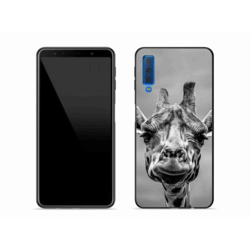 Gélový kryt mmCase na mobil Samsung Galaxy A7 (2018) - čiernobiela žirafa