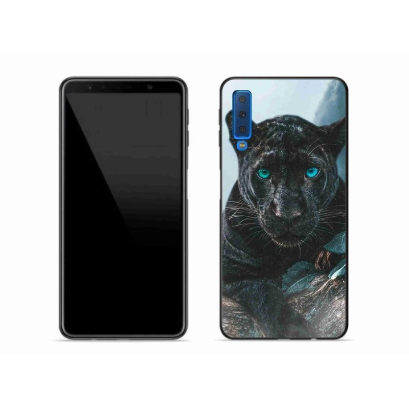 Gélový kryt mmCase na mobil Samsung Galaxy A7 (2018) - čierny panter