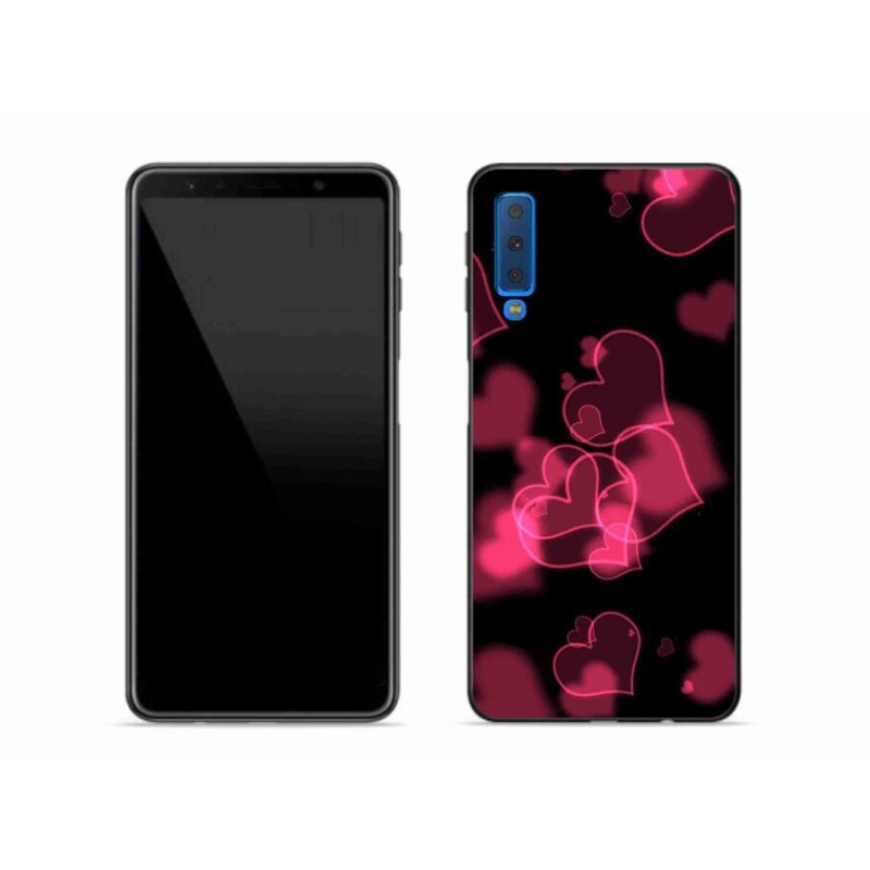 Gélový kryt mmCase na mobil Samsung Galaxy A7 (2018) - červené srdiečka