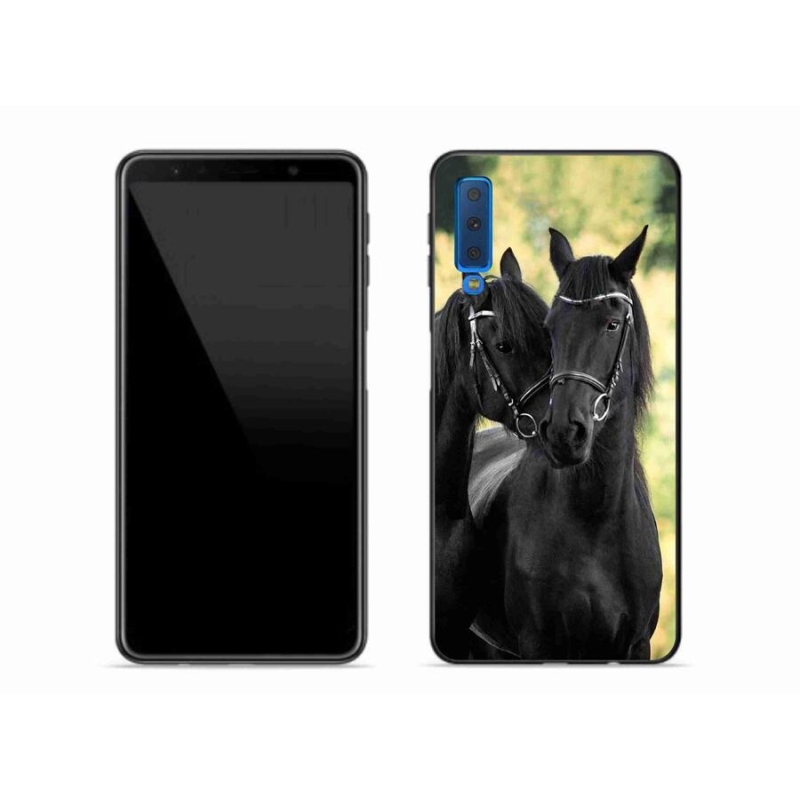 Gélový kryt mmCase na mobil Samsung Galaxy A7 (2018) - dva čierne kone