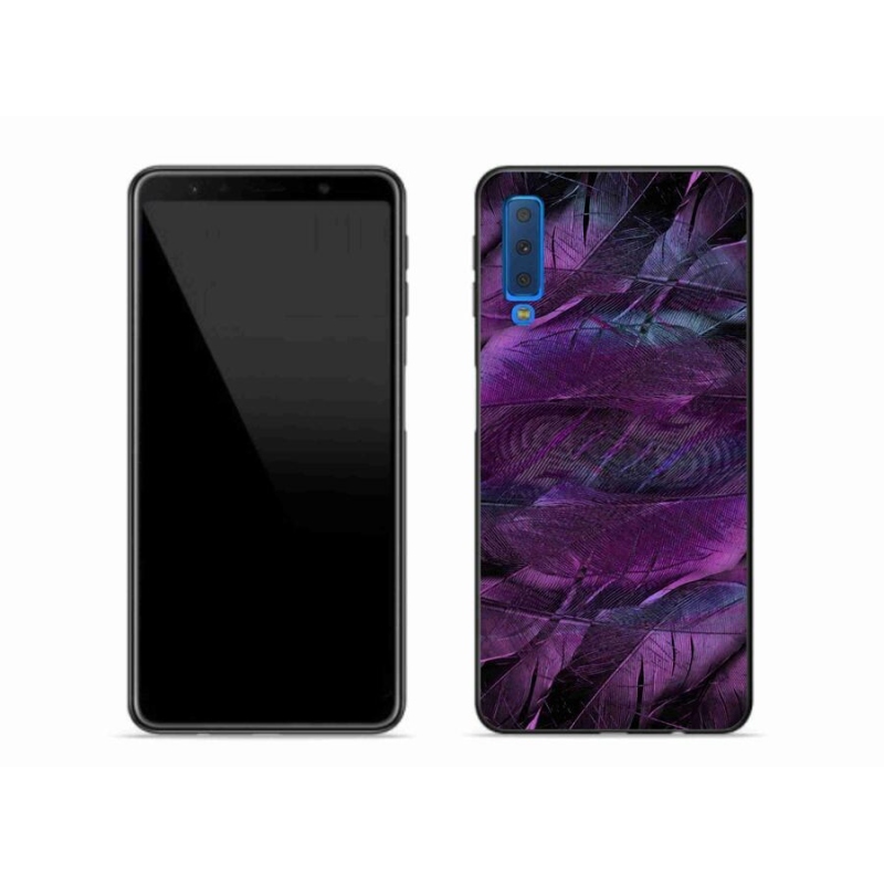 Gélový kryt mmCase na mobil Samsung Galaxy A7 (2018) - fialová pierka