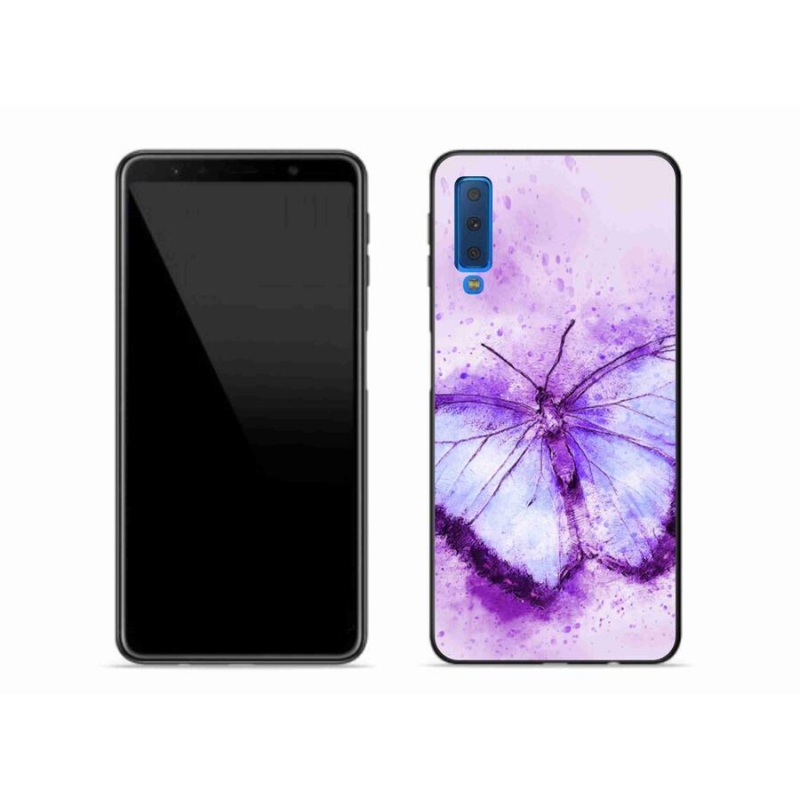 Gélový kryt mmCase na mobil Samsung Galaxy A7 (2018) - fialový motýľ