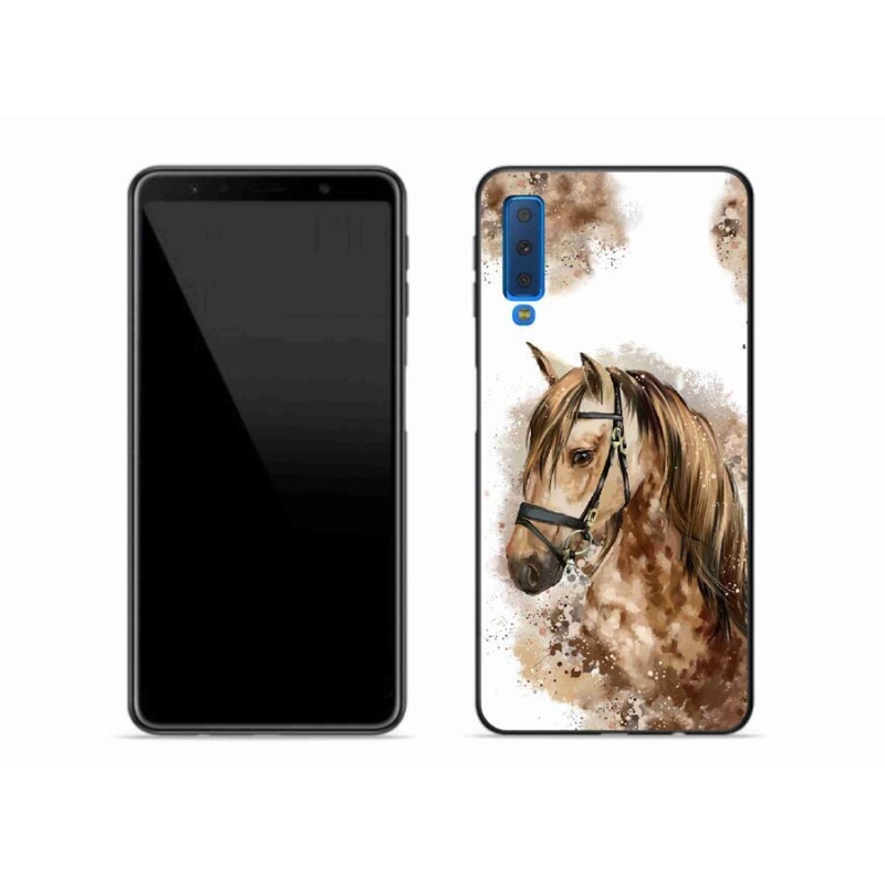 Gélový kryt mmCase na mobil Samsung Galaxy A7 (2018) - hnedý kreslený kôň