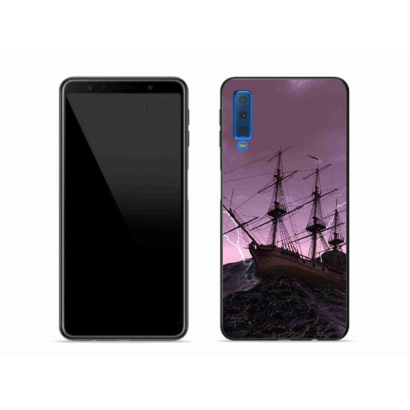 Gélový kryt mmCase na mobil Samsung Galaxy A7 (2018) - loď v búrke